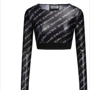 Versace Jeans Couture Logo Print Crop Top